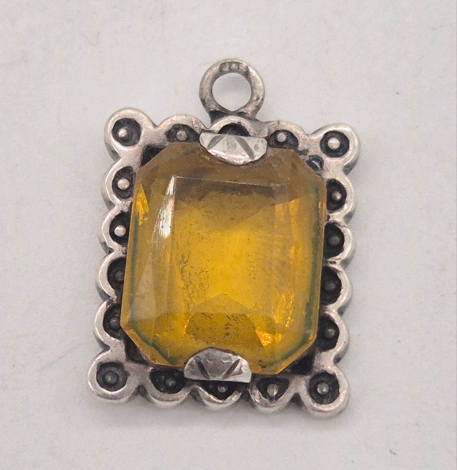 Zilveren Art Deco Hanger met Citrien, Verzenden, Gebruikt, Zilver