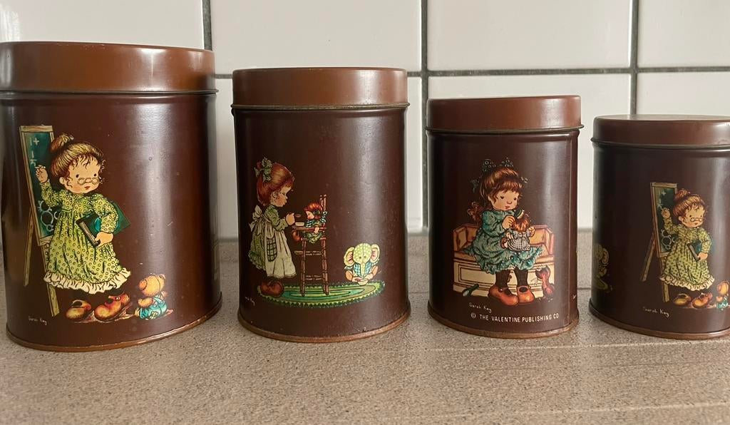 Fantastische set Sarah Kay blik trommel vintage retro, Ophalen of Verzenden, Zo goed als nieuw, Overige