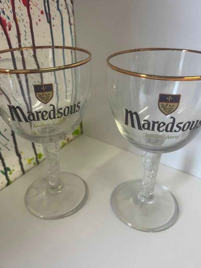Maredsous bierglazen set van 2 glazen, Ophalen of Verzenden, Nieuw, Glas of Glazen, Overige merken