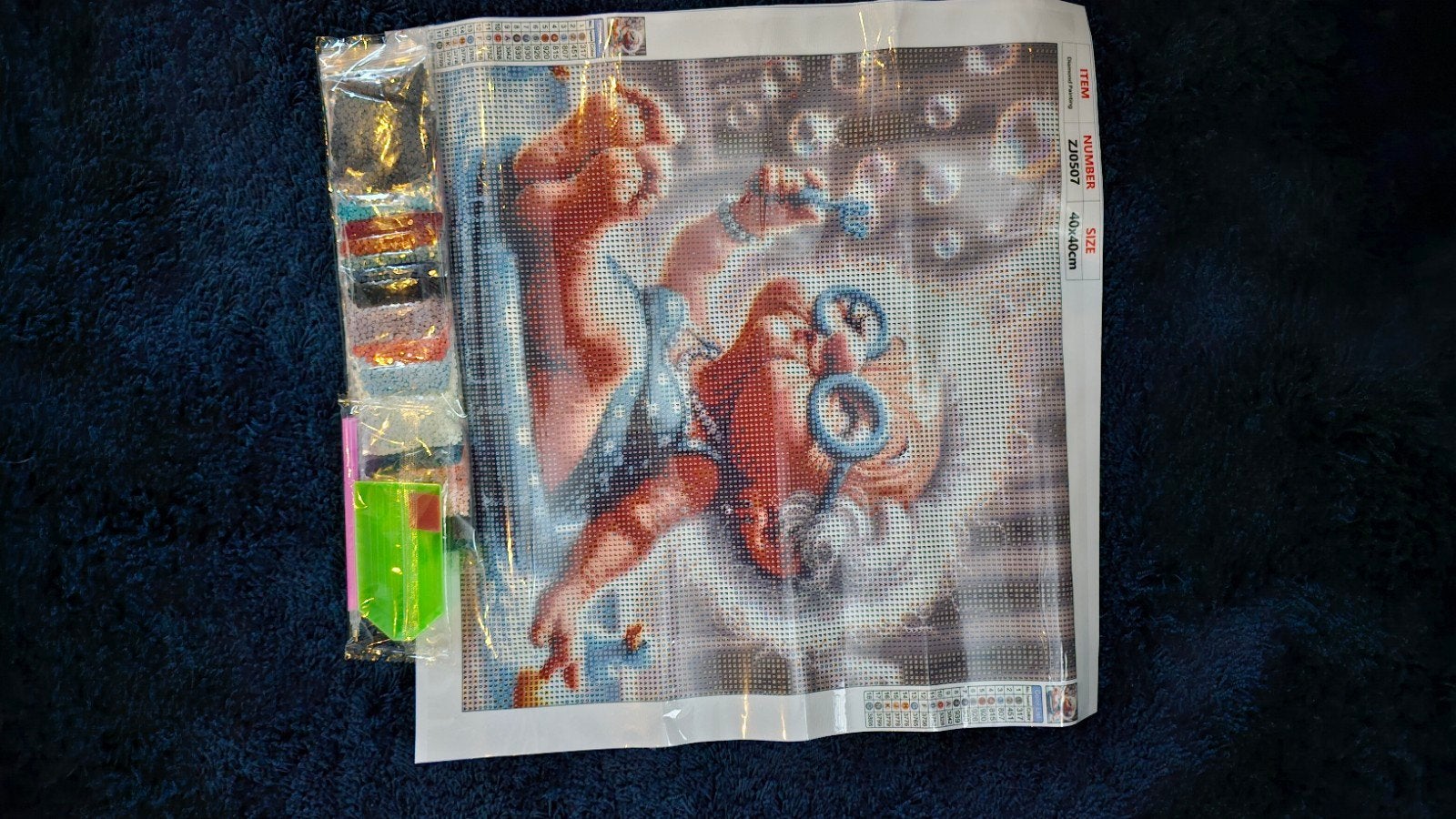Diamond Painting Set - Grappige Badkuip Scène 40x40cm, Overige thema's, Diamond painting, Nieuw, Meerkleurig
