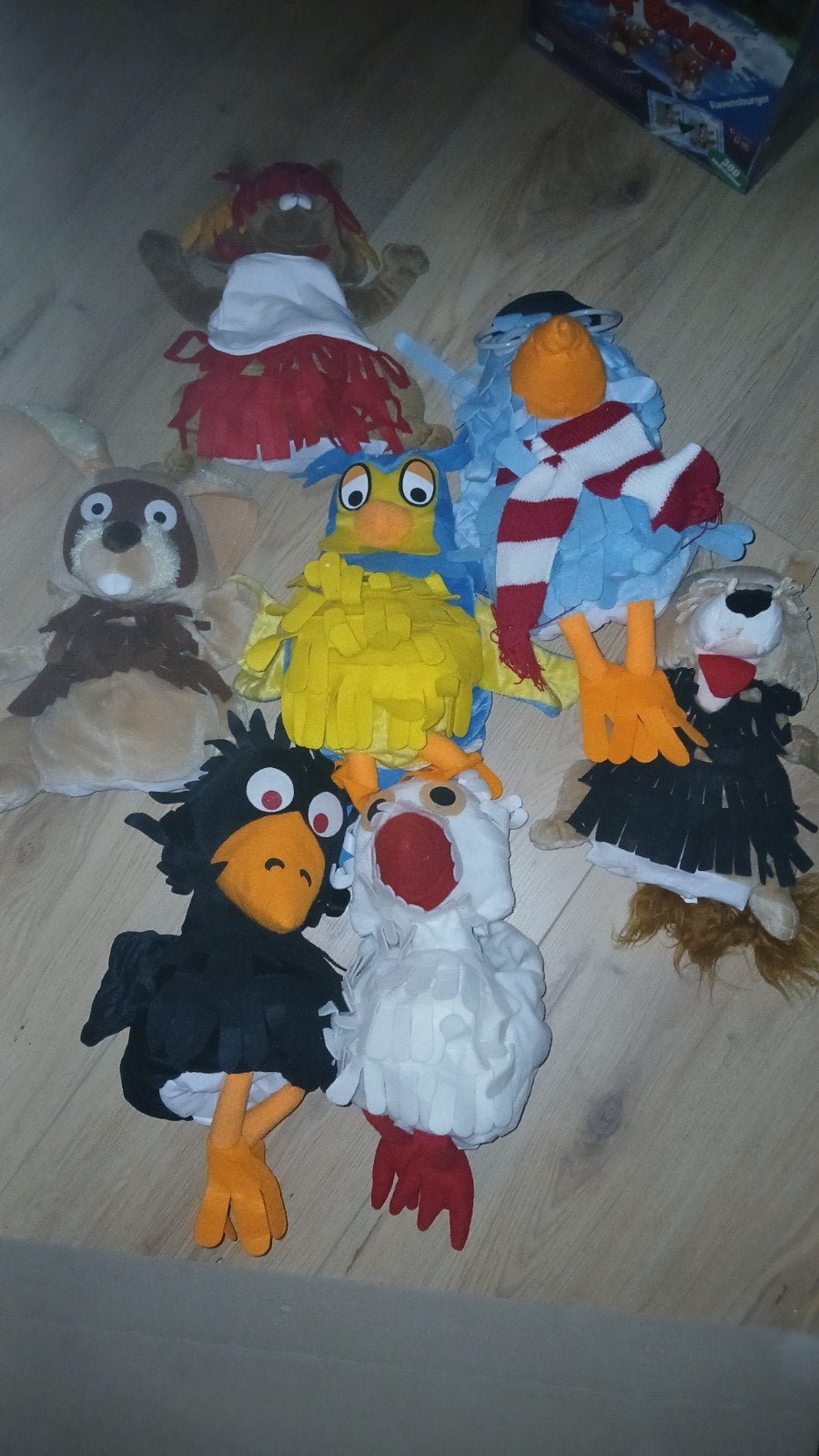 De Fabeltjeskrant handpoppen set - 7 stuks, Gebruikt, Overige merken, Overige karakters, Overige typen