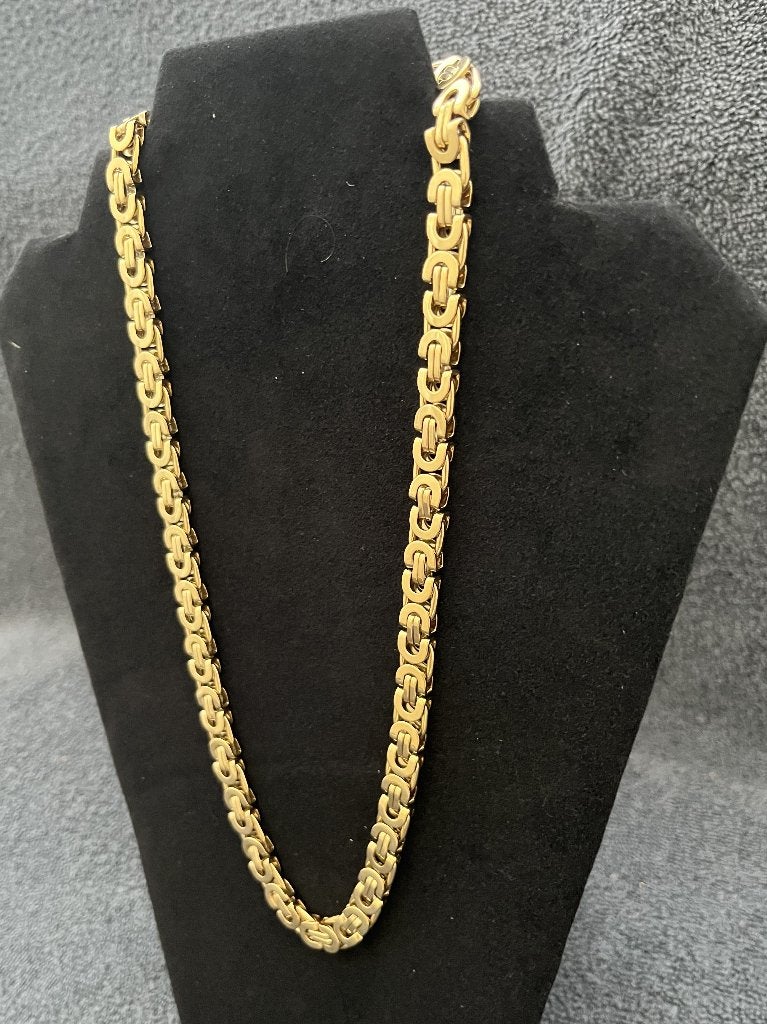 Ketting Goud verguld platte Konings schakel 60 CM -NIEUW-, Ophalen of Verzenden, Nieuw, Goud, Overige materialen