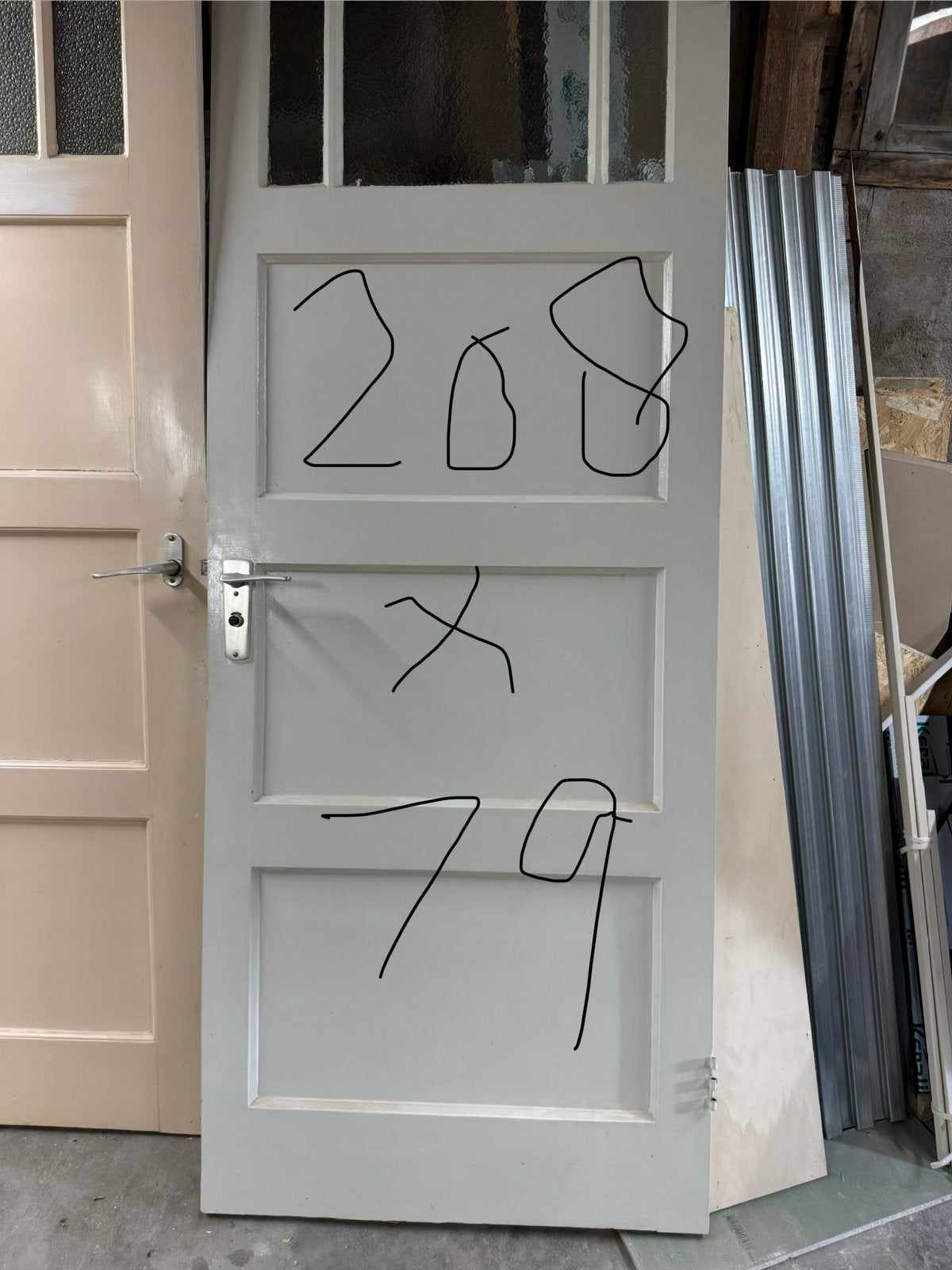 2 paneeldeuren, Ophalen, Gebruikt, Binnendeur, 200 tot 215 cm