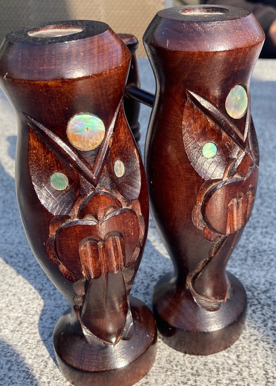 Maori Nieuw Zeeland Peper en Zoutstel Abelone schelp, Ophalen
