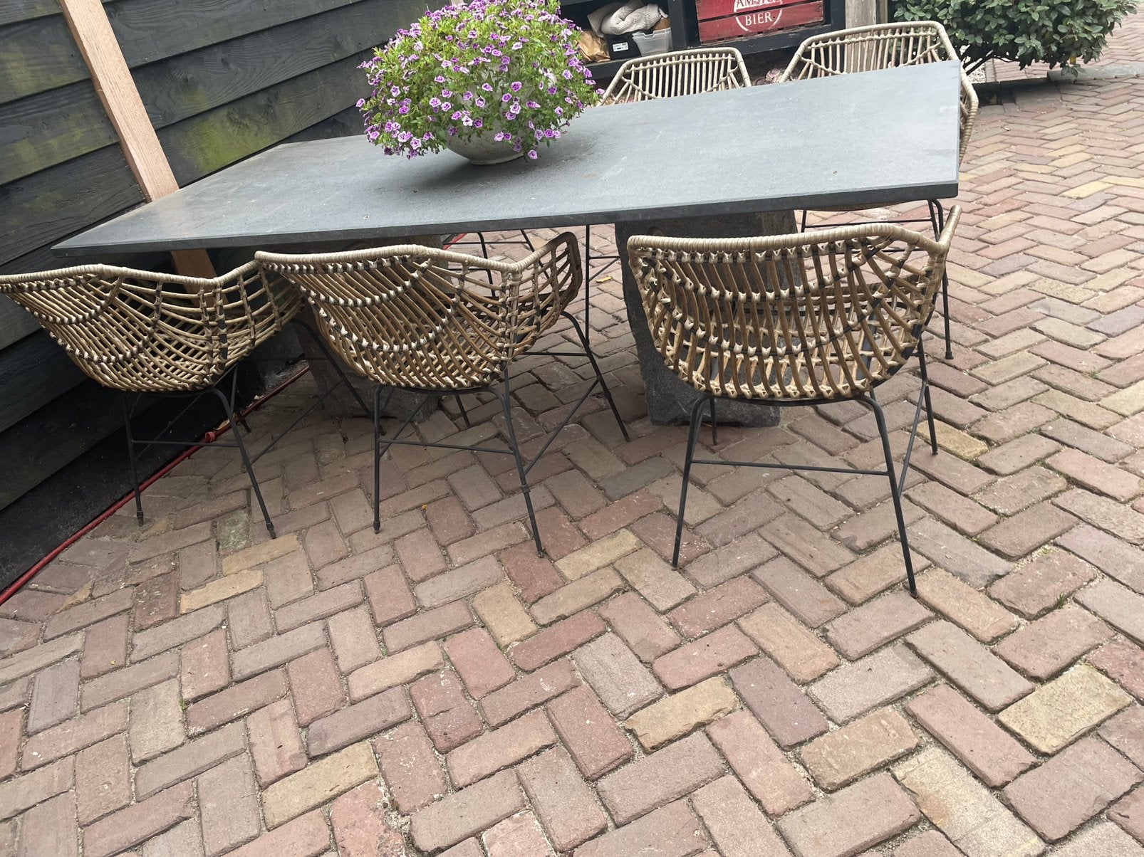 Granieten tafel, Tuin en Terras, Tuinsets en Loungesets, Ophalen, Gebruikt, Overige materialen