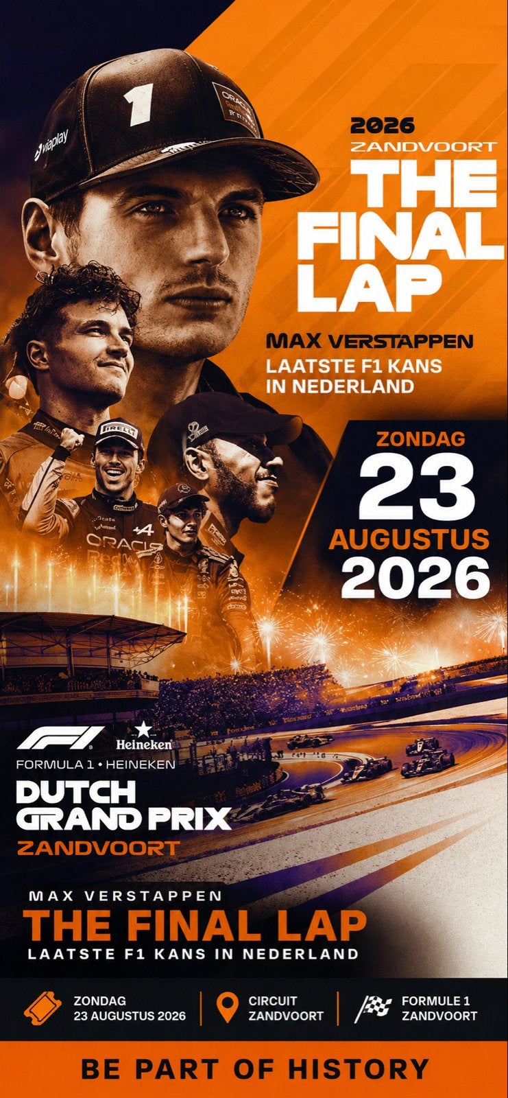 Tickets Dutch Formule 1 zandvoort Zondag 23/8, Drie personen of meer