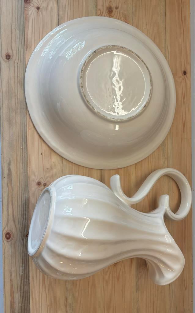 2-delige lampetset, creme keramiek, zeer goede staat, Antiek en Kunst, Antiek | Keramiek en Aardewerk, Ophalen of Verzenden