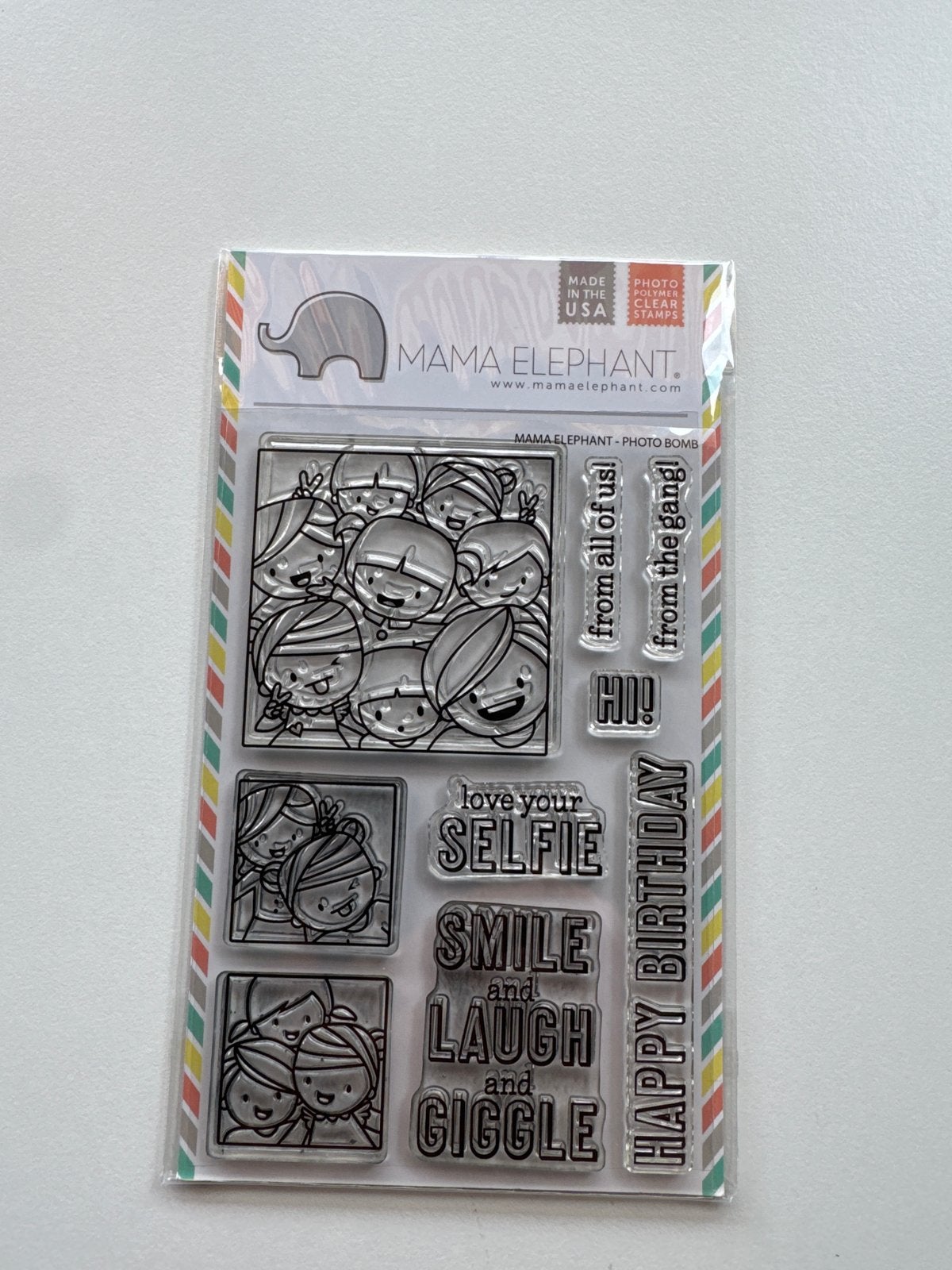 Mama Elephant Photo Bomb Clearstamps - Nieuw, Hobby en Vrije tijd, Ophalen of Verzenden, Gebruikt, Clearstamp