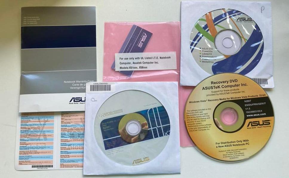 ASUS X58C Laptop Herstel- en Driver-DVD's (Windows Vista), Ophalen of Verzenden, Zo goed als nieuw