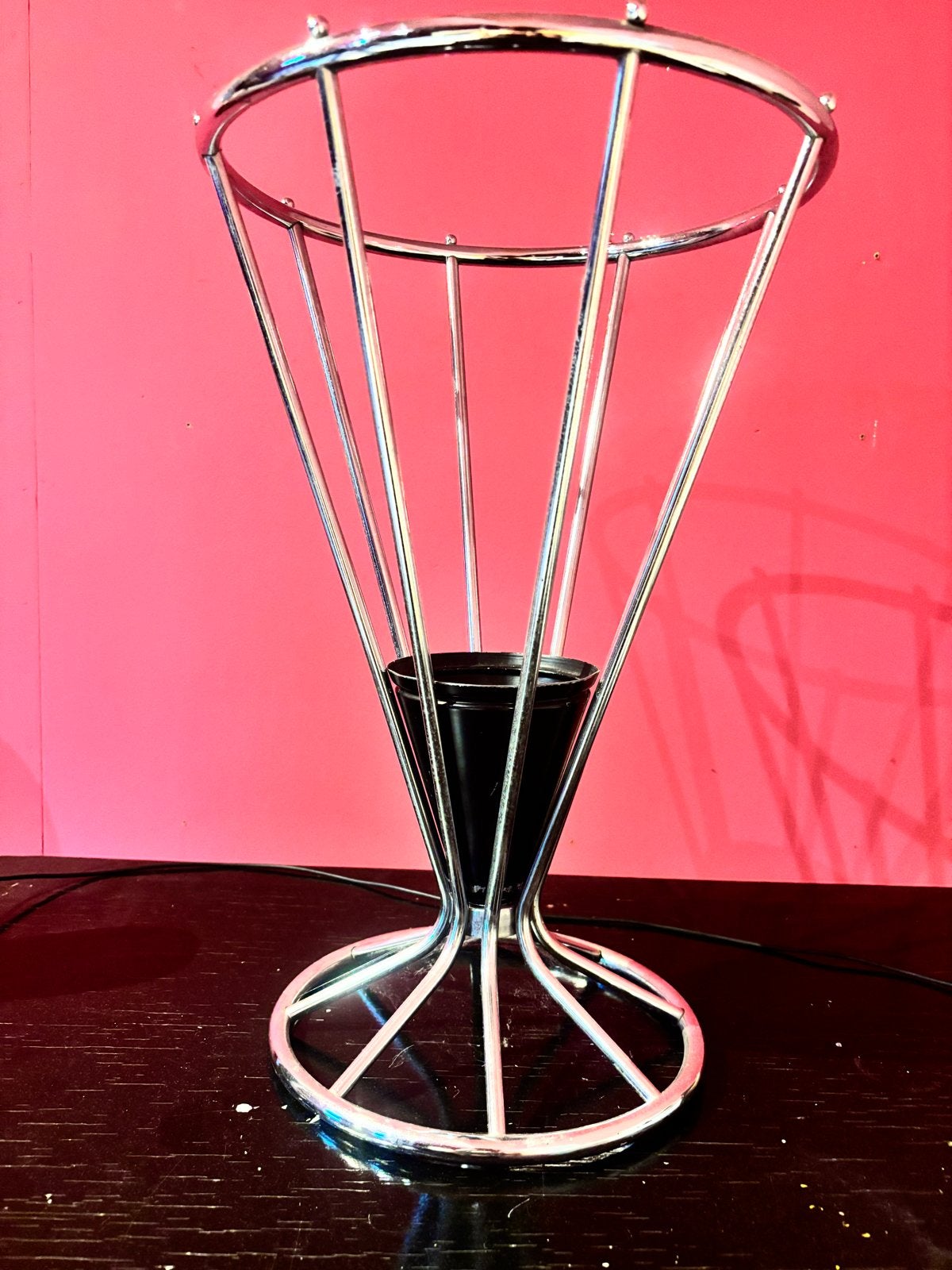 Vintage paraplubak chroom en zwart, jaren '70, Ophalen, Vintage, Metaal, Gebruikt