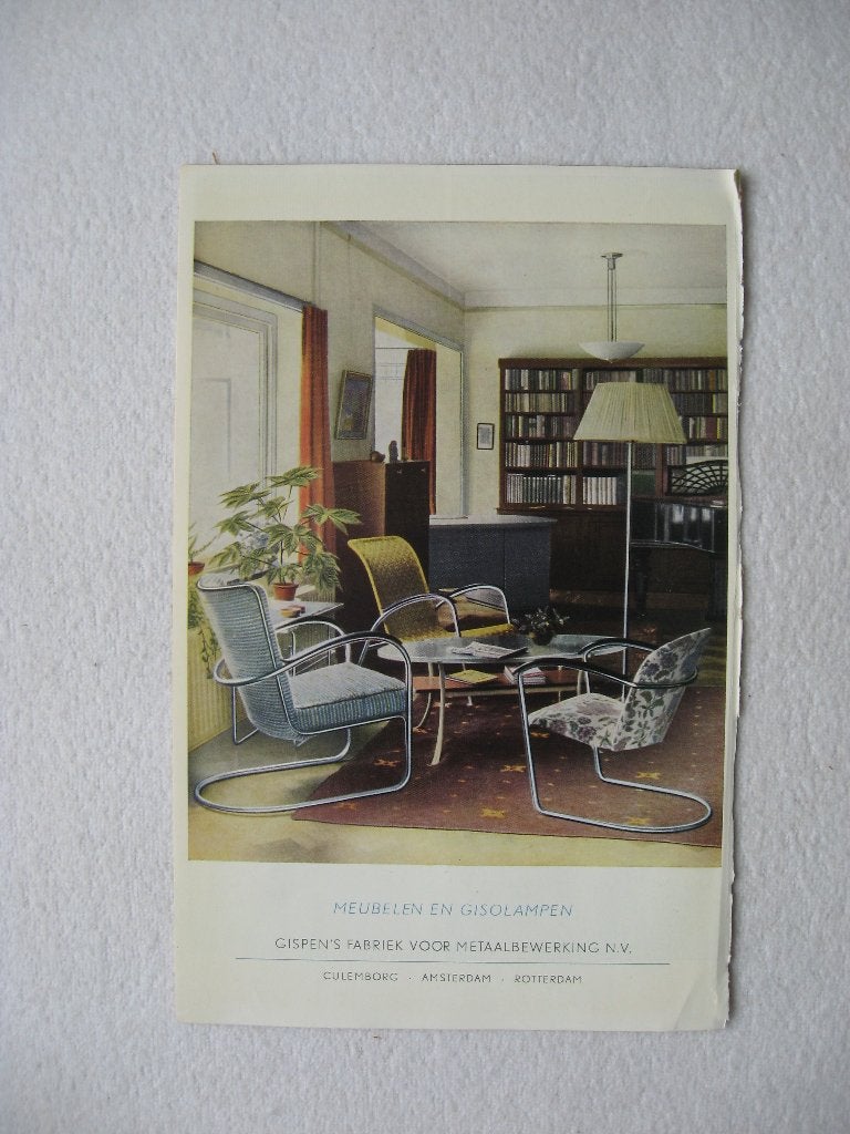 Oude reclame voor GISPEN meubelen en lampen (1952 ?), Verzamelen, Verzenden, Gebruikt, Overige typen