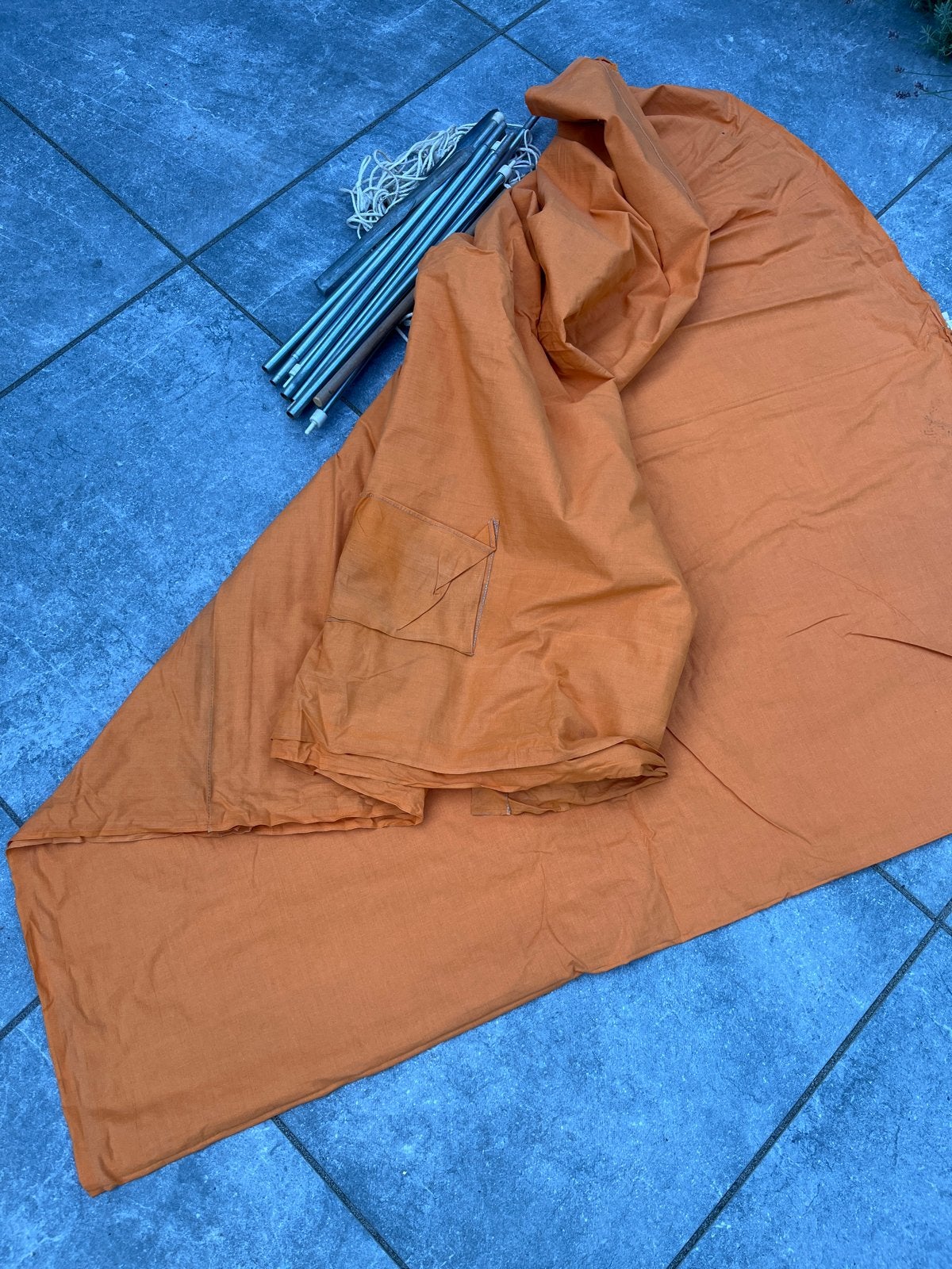 Vintage windscherm 120x350 cm - Oranje voor strand/camping, Ophalen, Gebruikt