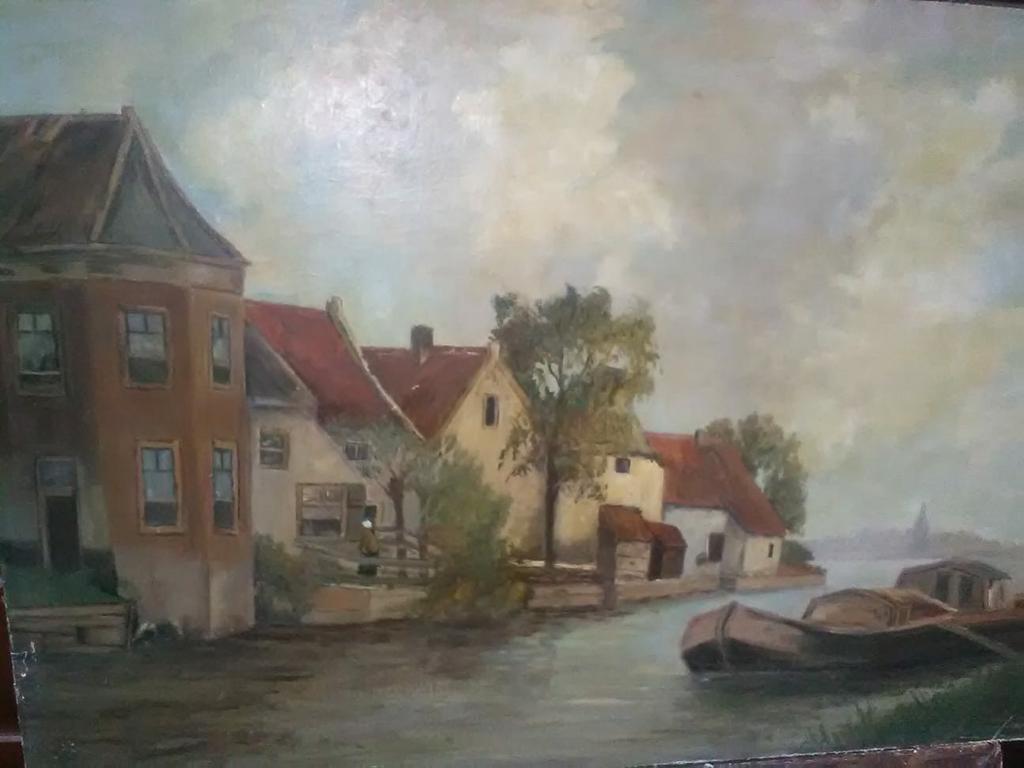 19e eeuws schilderij op doek, Antiek en Kunst, Ophalen of Verzenden