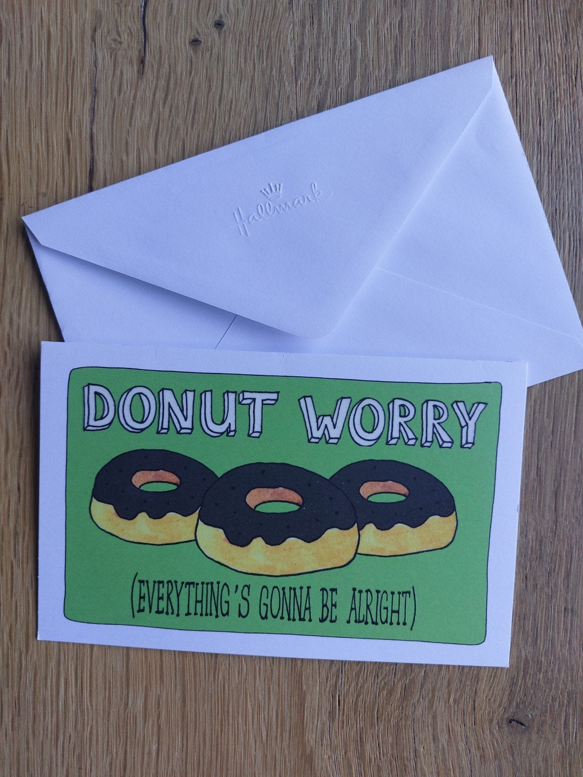 Gezakt schooldiploma Donut worry kaart Hallmark nieuw, Ophalen of Verzenden, Nieuw