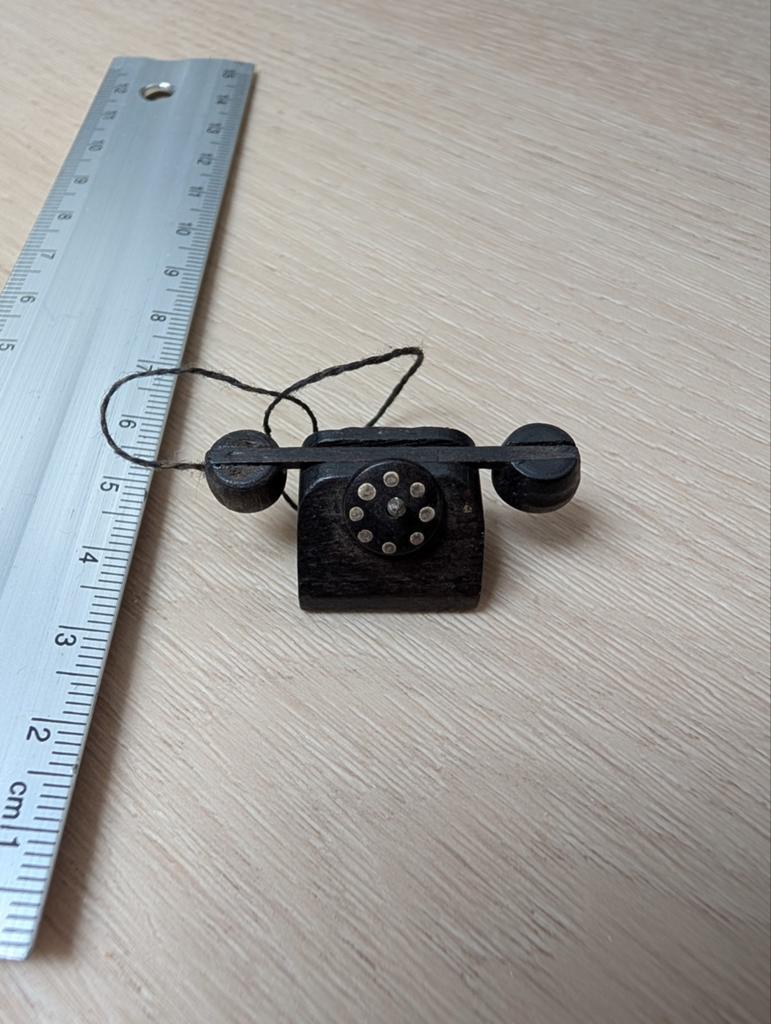 Vintage Poppenhuis Telefoon - Miniatuur Houten Telefoon, Ophalen of Verzenden, Gebruikt