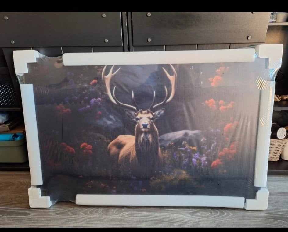 Schilderij 3D Gehard Glas Hert 70x110cm Nieuw, Nieuw, Ophalen of Verzenden, Schilderij, 100 tot 125 cm