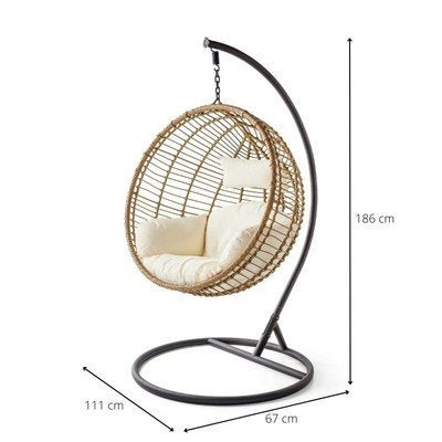 Hangstoel cocoon XL met standaard - naturel - ø105x186 cm, Ophalen, Overige kleuren, Neutraal, Zo goed als nieuw