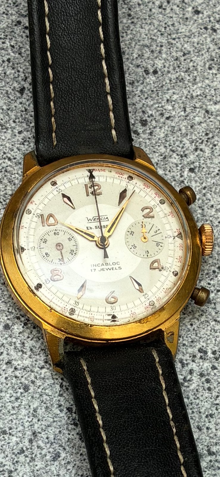 Oude Chronograph horloge, Sieraden, Tassen en Uiterlijk, Horloges | Antiek, Ophalen of Verzenden, Staal, Overige merken, 1960 of later