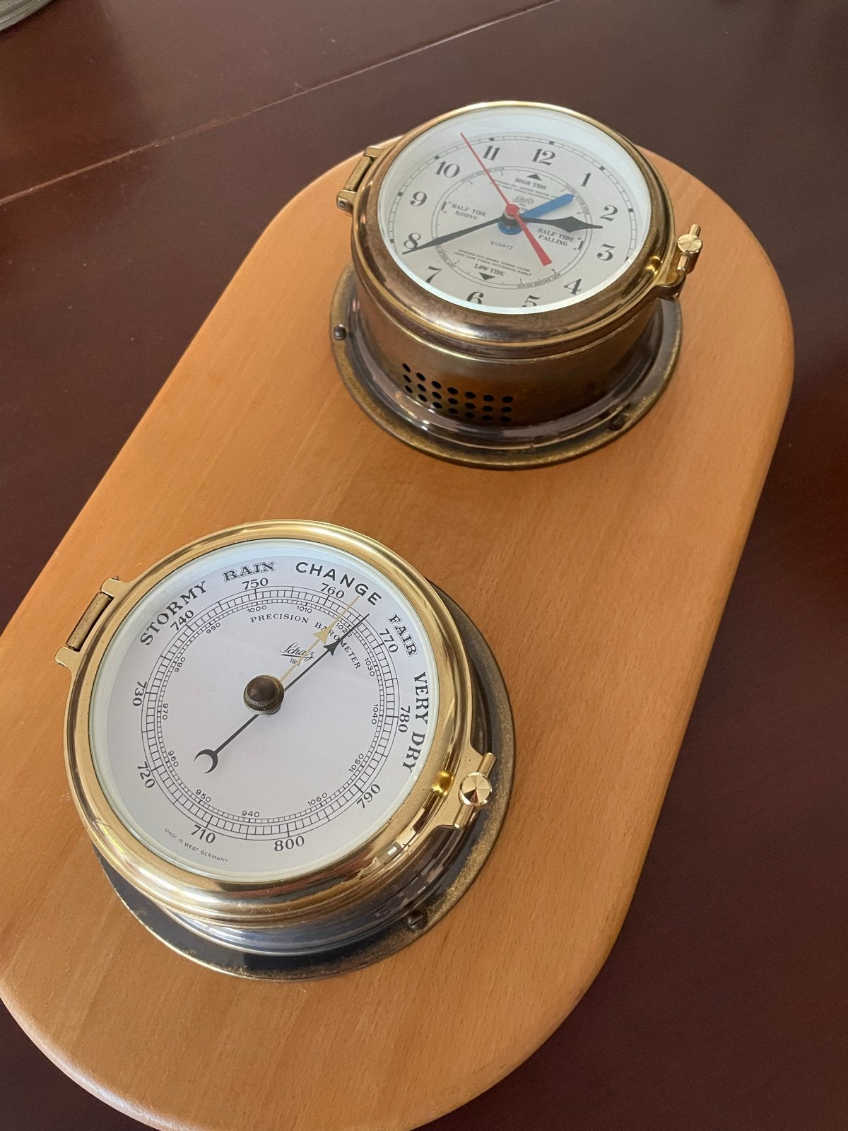 Schatz 1881 Getijdenklok en Barometer diam.15 cm, Ophalen of Verzenden