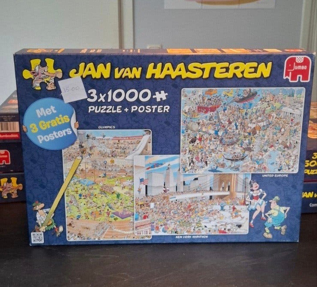 jan van haasteren 3x 1000 stukjes, Ophalen, 500 t/m 1500 stukjes, Zo goed als nieuw