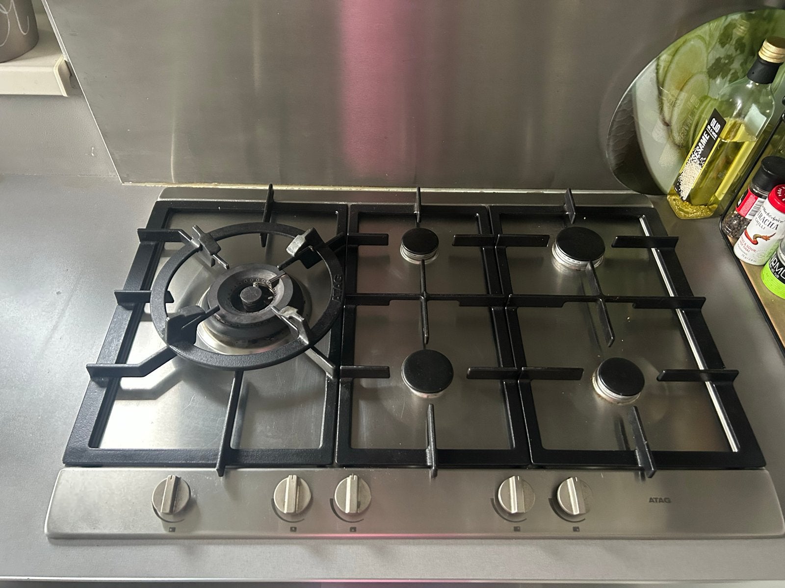 Atag gas inbouw kookplaat met wokbrander - 75x52,5 cm, Ophalen, Gebruikt, Inbouw, Gas