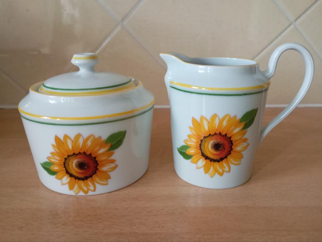 Porcelaine M.P. Samie. Limoges France suiker en melksetje, Ophalen of Verzenden, Glas, Overige stijlen, Overige typen