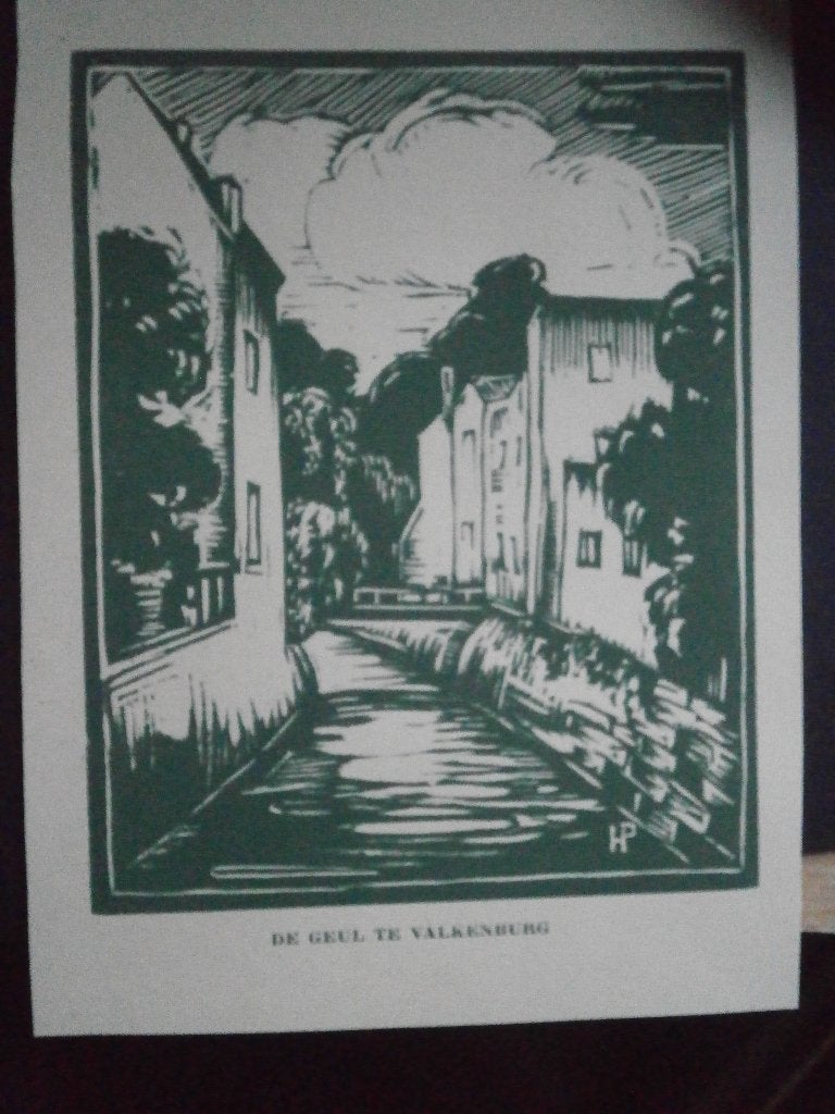 Mooie lichtgekl Litho v/d geul in Valkenburg, Mooi lijstje, Antiek en Kunst, Kunst | Litho's en Zeefdrukken, Lithografie, Overige onderwerpen