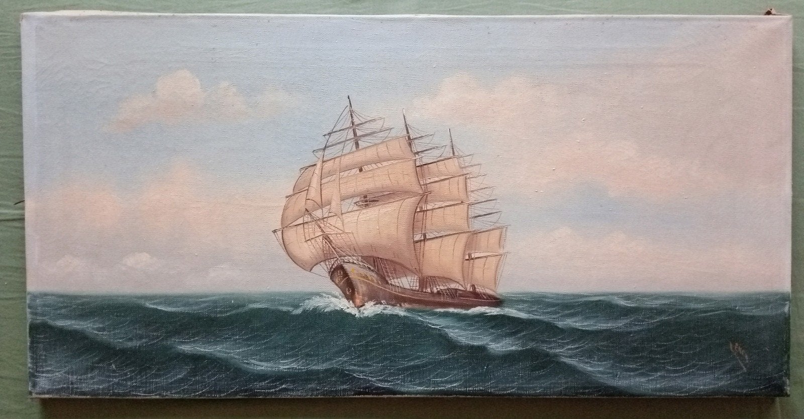 Schilderij Zeilschip Driemaster, Antiek en Kunst, Ophalen of Verzenden