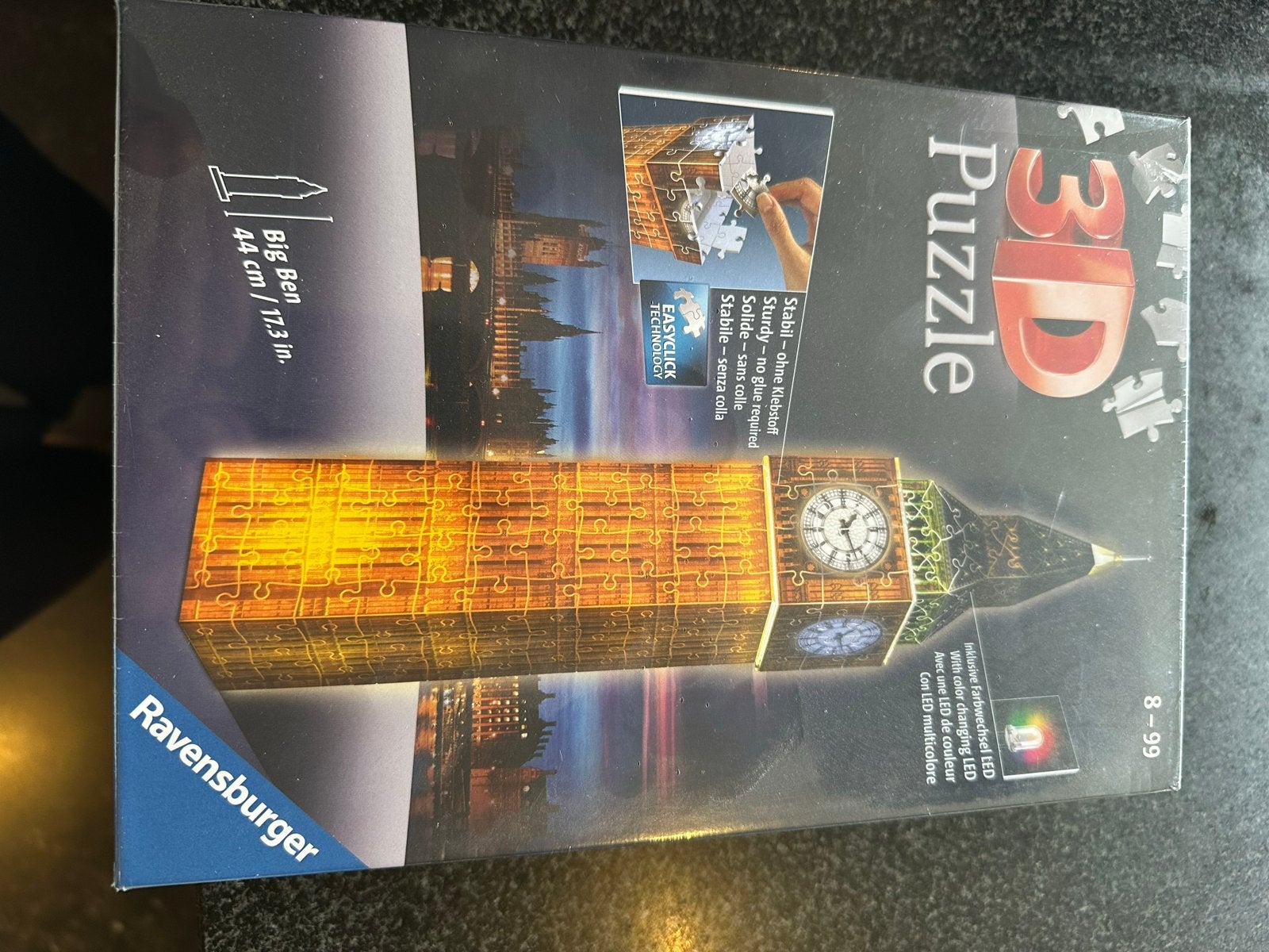 Ravensburger 3D Big Ben Puzzel met LED-verlichting nieuw, Ophalen of Verzenden, Minder dan 500 stukjes, Nieuw, Rubik's of 3D-puzzel