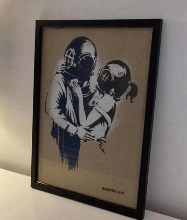 BANKSY : werk beperkt tot 50 exemplaren. ingelijst verkocht, Antiek en Kunst, Kunst | Designobjecten, Ophalen of Verzenden