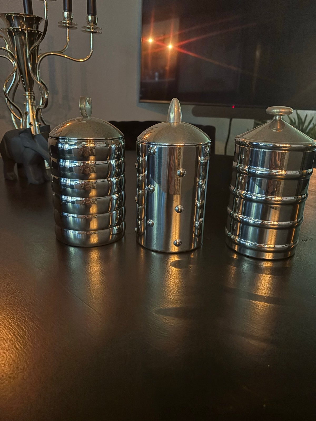 Alessi voorraadpotten - Set van 3, Huis en Inrichting, Gebruikt, Zilver, Ophalen of Verzenden, Voorraadpot