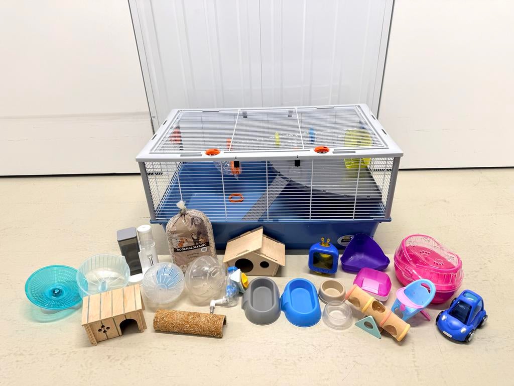 Ferplast Hamsterkooi + Accessoires, Kooi, Zo goed als nieuw, Hamster, 75 tot 110 cm
