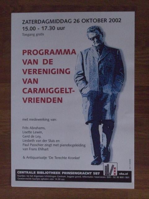 Affiche Simon Carmiggelt Middag 2002., Verzamelen, Posters, Zo goed als nieuw, Film en Tv, A1 t/m A3, Ophalen of Verzenden