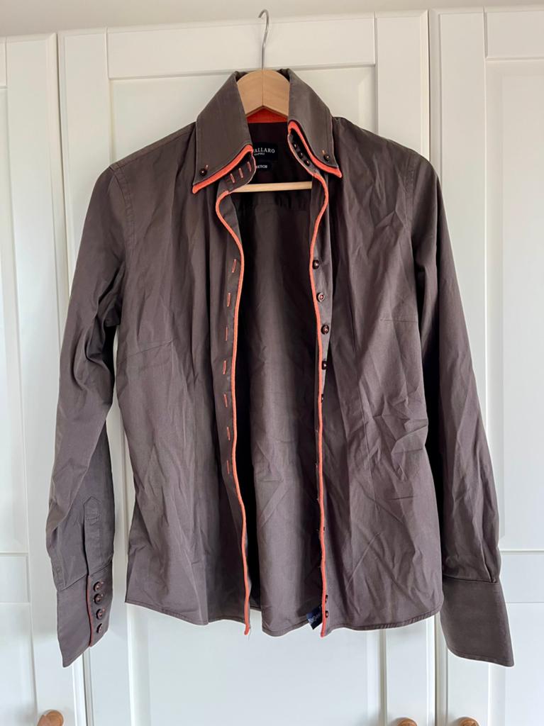 Cavallaro Napoli overhemd - Bruin met oranje accenten, Ophalen of Verzenden, Gedragen, Maat 38/40 (M), Bruin