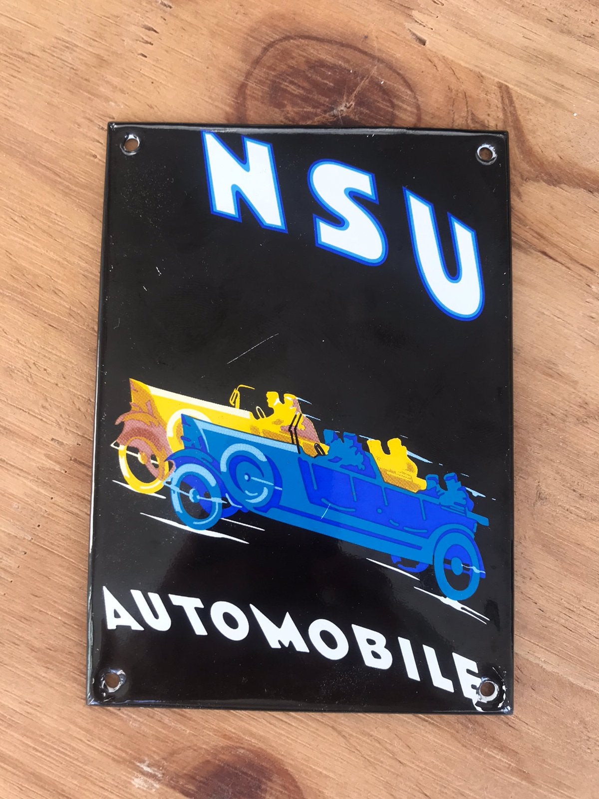 NSU emaille reclamebord, Ophalen of Verzenden, Gebruikt, Reclamebord