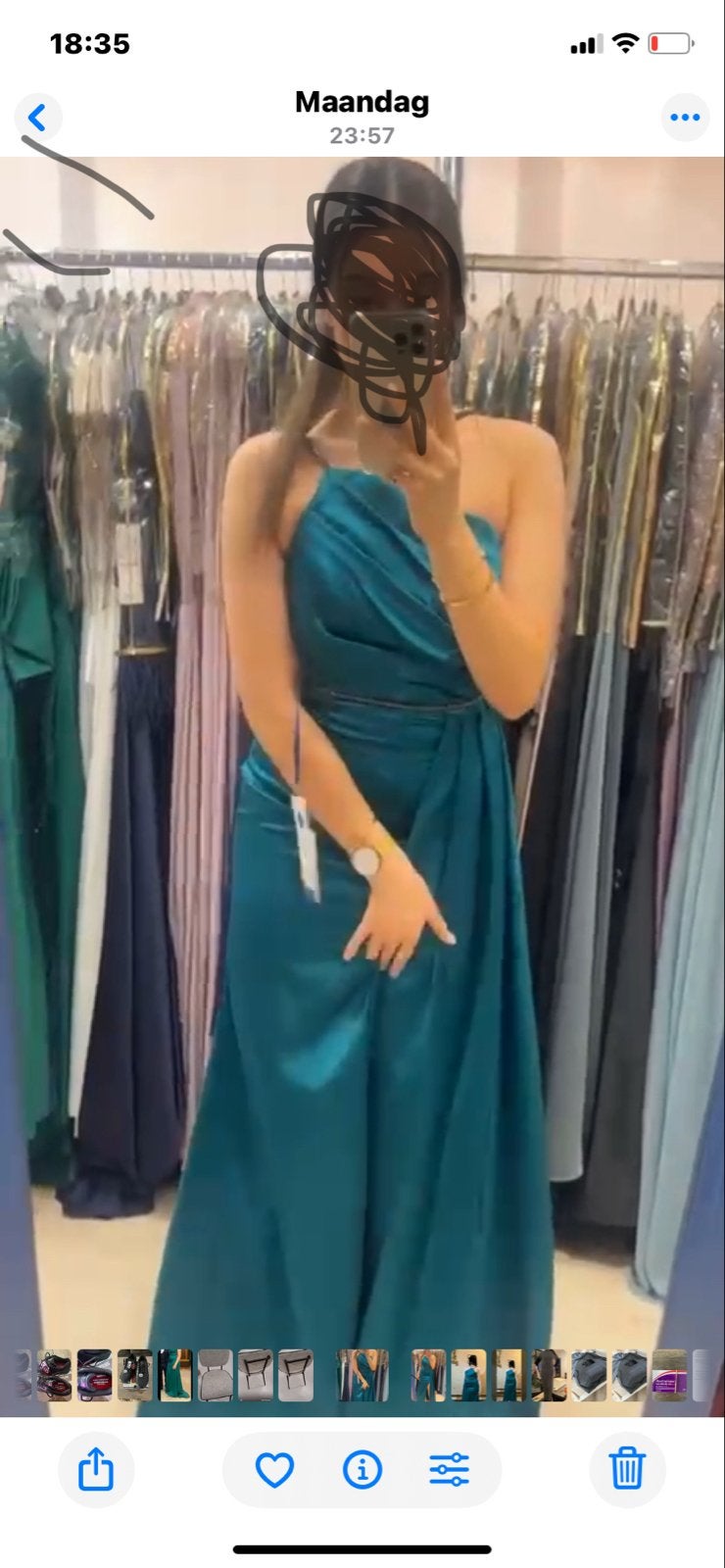 Elegante avondjurk met split - Maat M, Kleding | Dames, Maat 38/40 (M), Blauw, Ophalen of Verzenden, Zo goed als nieuw