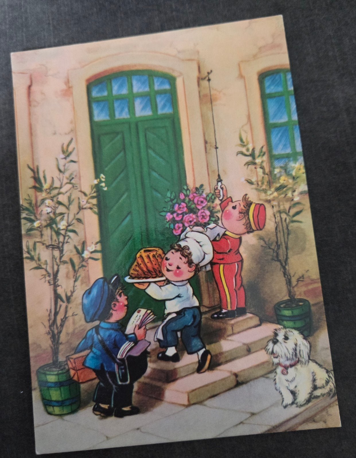 Vintage Ansichtkaart: Bakker, Postbode en Hotelbediende, Verzenden, 1960 tot 1980, Gelopen, Kinderen