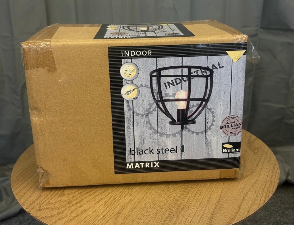 Nieuw! Brilliant MATRIX zwarte wandlamp, Zwart, Nieuw, Wandspot, Metaal