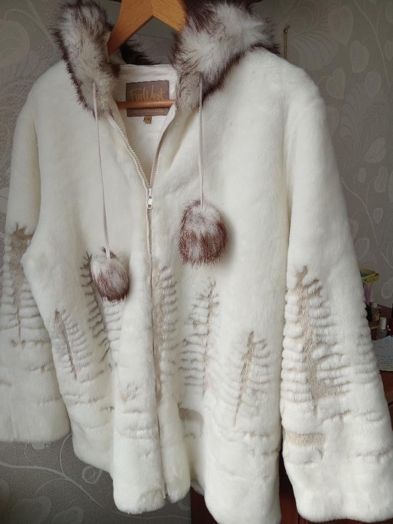 Bontjas, Kleding | Dames, Jassen | Winter, Zo goed als nieuw, Maat 38/40 (M), Wit, Ophalen of Verzenden