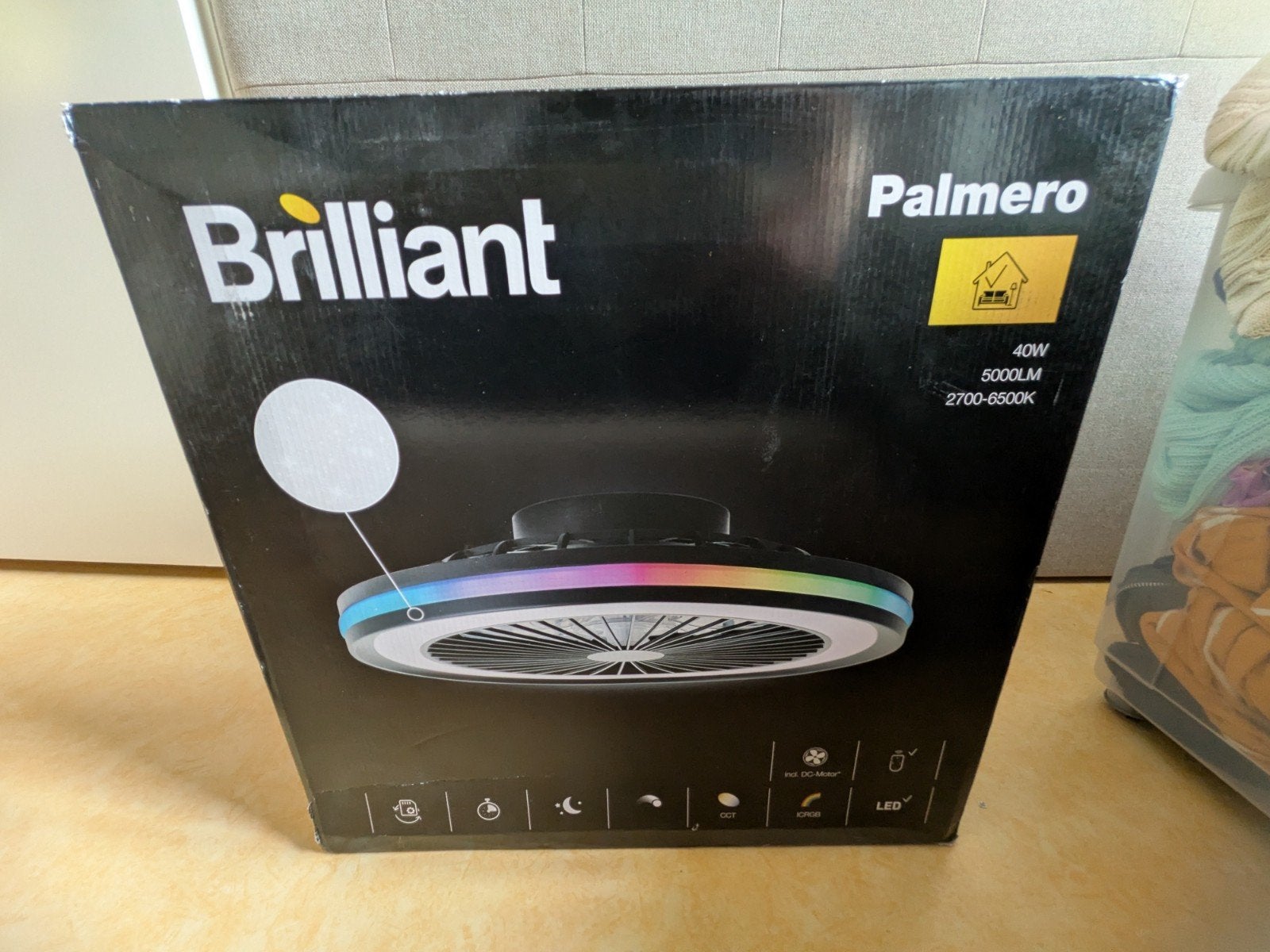 Brilliant Palmero plafondventilatorlamp - Nieuw in doos, Ophalen, Nieuw, LED, Plafondlamp