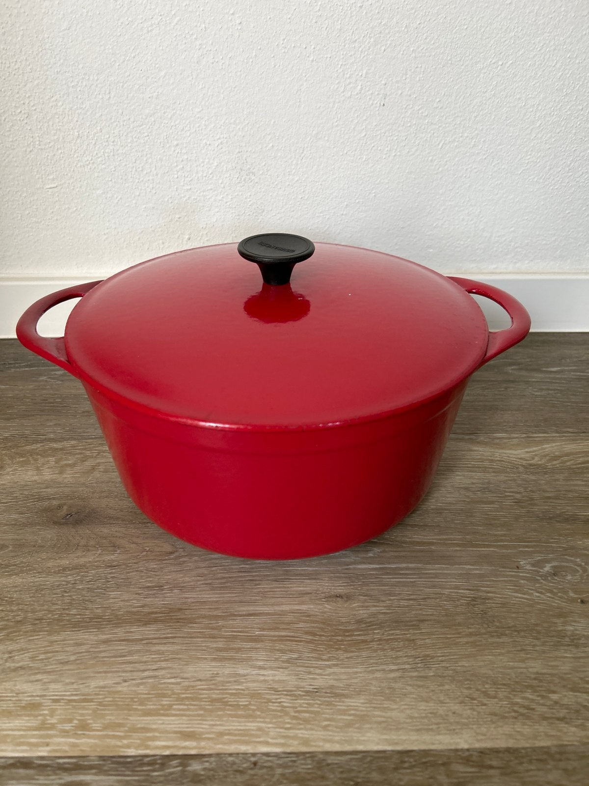Cousances Gietijzeren Braadpan 24 cm Rood, Ophalen, Gebruikt, Met deksel, Overige merken