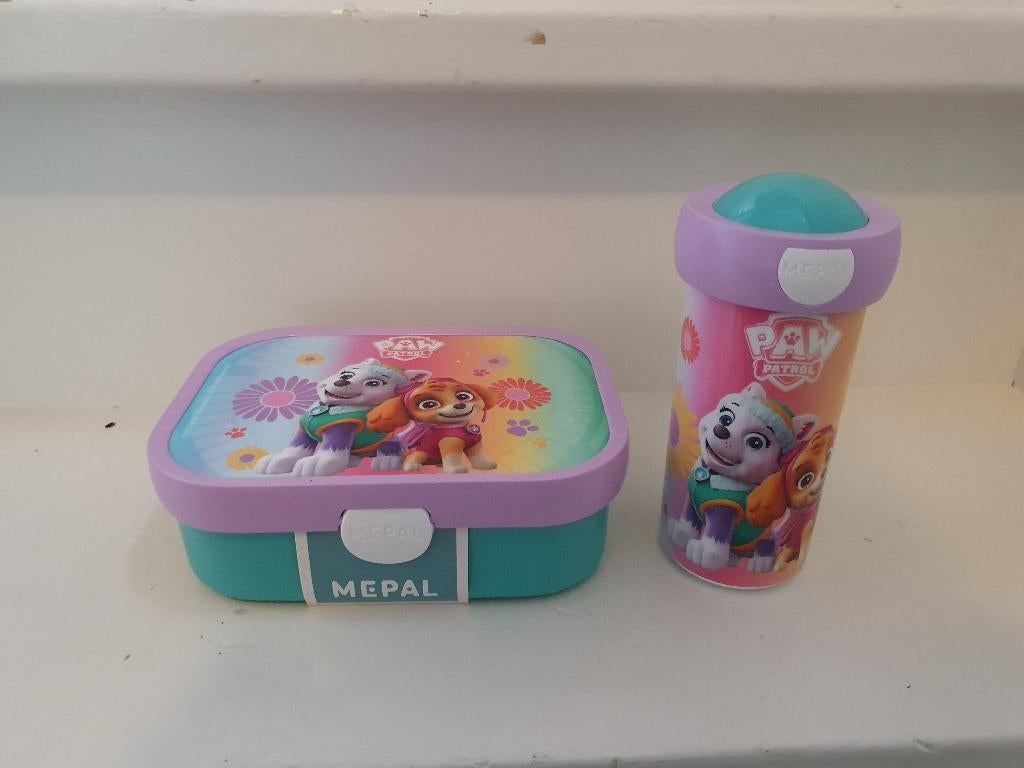 Mepal Paw Patrol set: Schoolbeker + broodtrommel, Diversen, Schoolbenodigdheden, Zo goed als nieuw, Ophalen of Verzenden