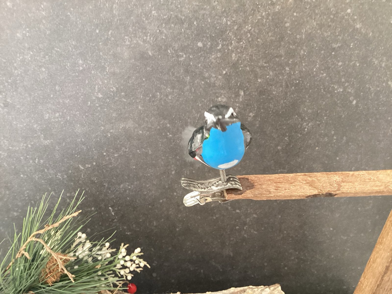 Prachtige oude kerstversiering vogel blauwborst, Diversen, Ophalen of Verzenden, Gebruikt