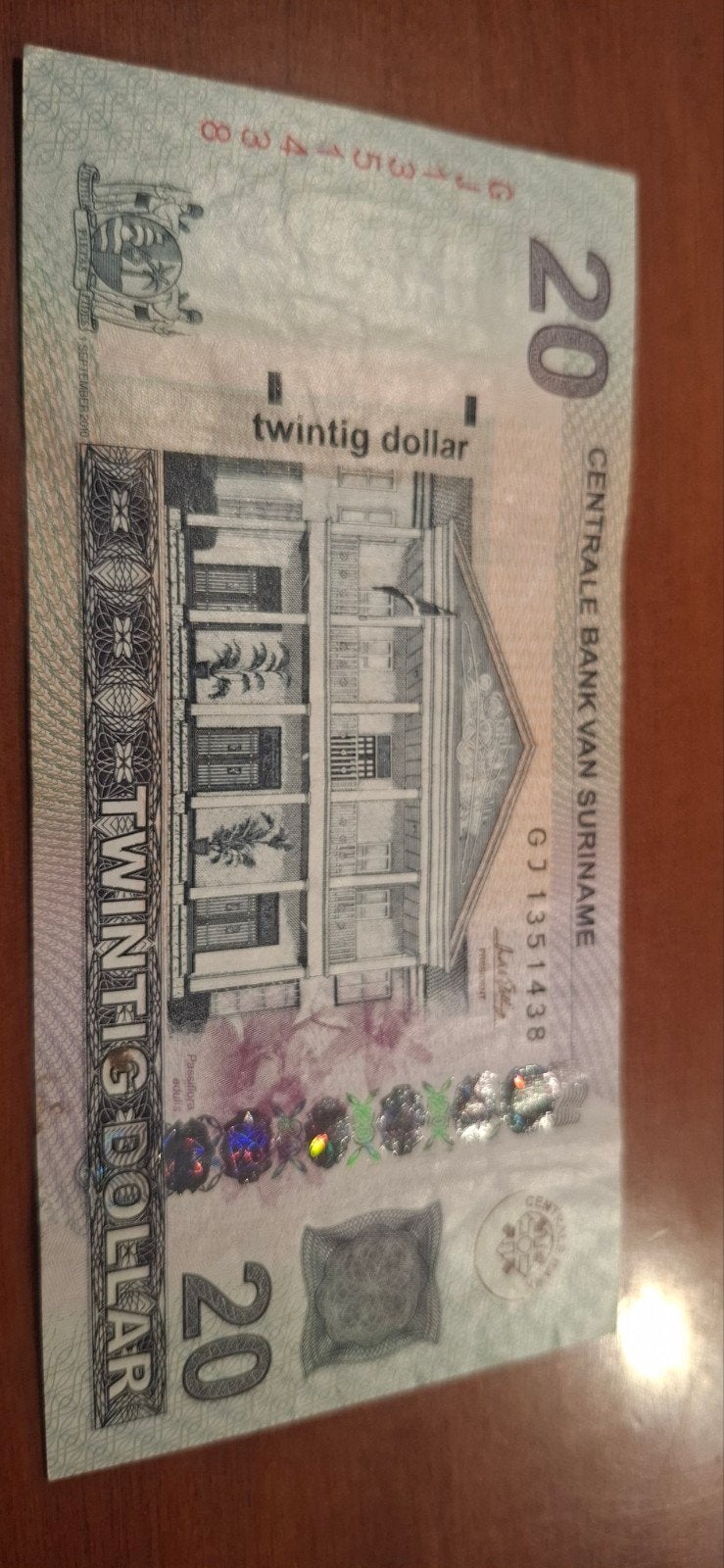 Surinaams 20 Dollar biljet - Centrale Bank van Suriname, Ophalen of Verzenden, Zuid-Amerika, Los biljet