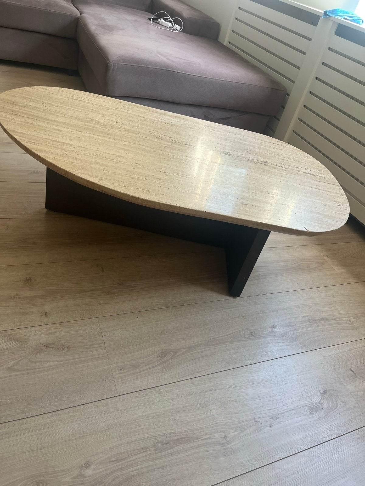 Giga Meubel Olav Salontafel Travertin 120cm - met scheur, Ophalen, Overige materialen, Gebruikt, 100 tot 150 cm