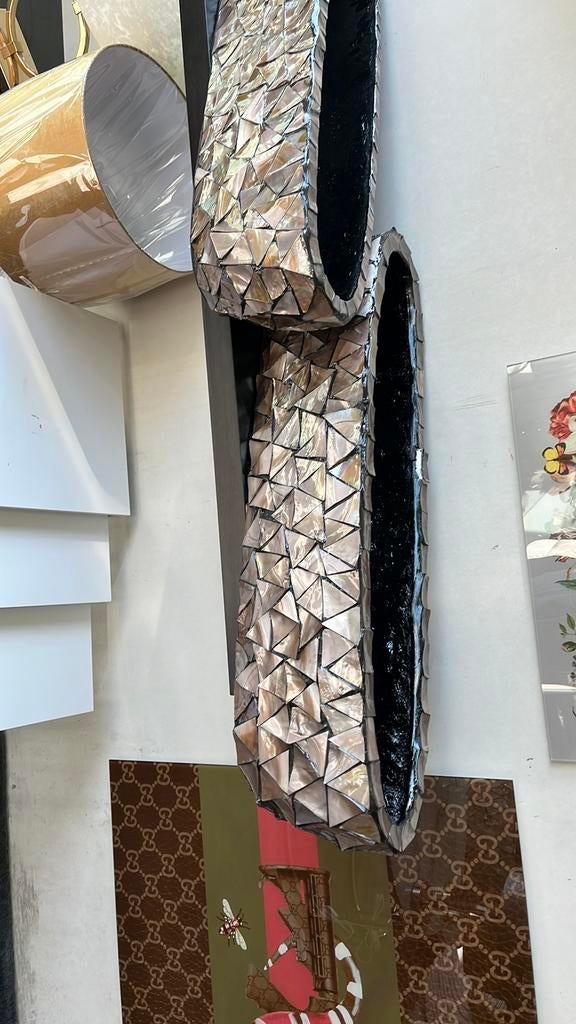 SCHELPENVAAS SCHUIT XXL MOTHER OF PEARL 90 CM NU 150€!!, Overige kleuren, Nieuw, Ophalen of Verzenden, Glas