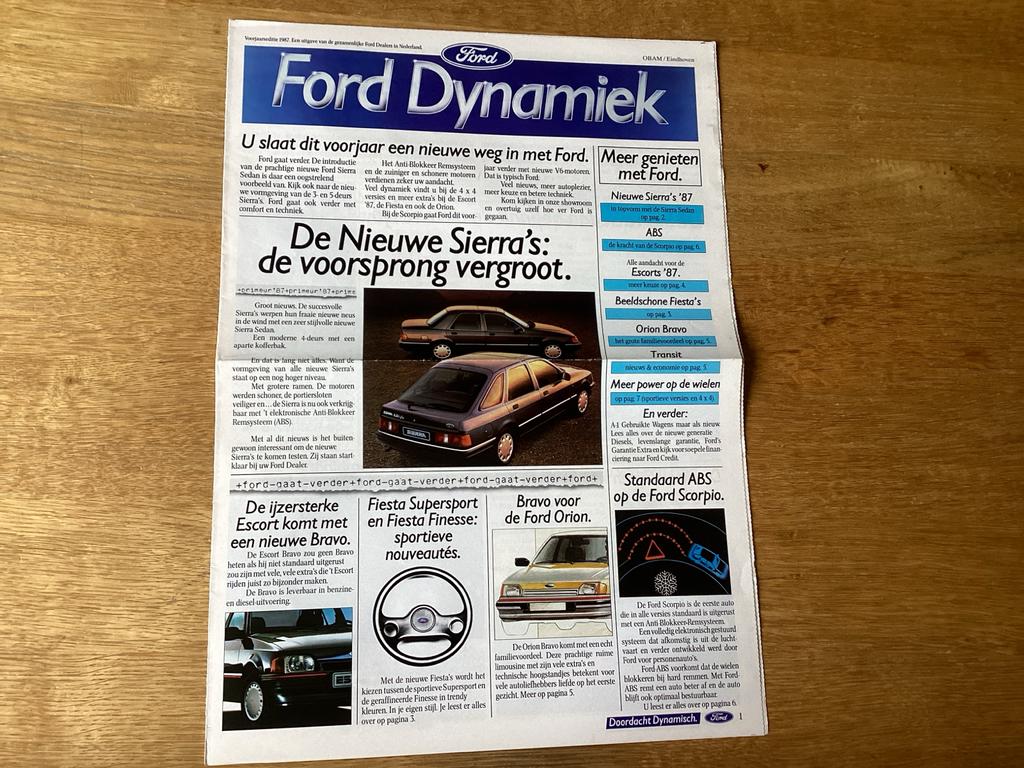 Ford Dynamiek - Nieuwsbrief uit 1987, Ophalen of Verzenden, Zo goed als nieuw, Ford