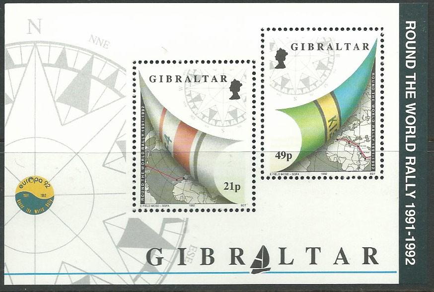 GIBRALTAR 1992 Whitbread Zeilwedstrijd Blokje, Postfris., Verzenden, Postfris, Sport