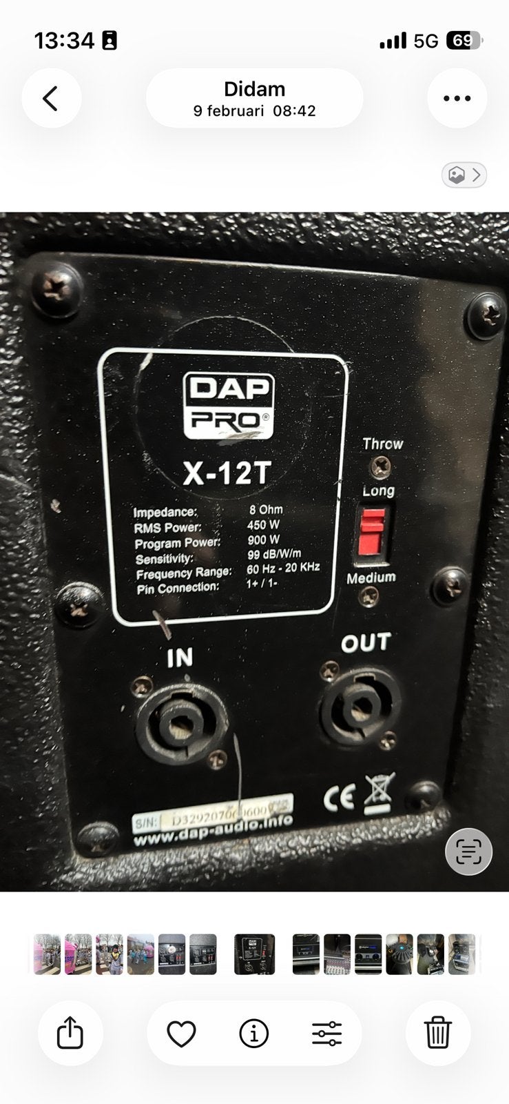Gezocht Dap pro X-12T speakers, Ophalen, Gebruikt, 500 tot 1000 watt