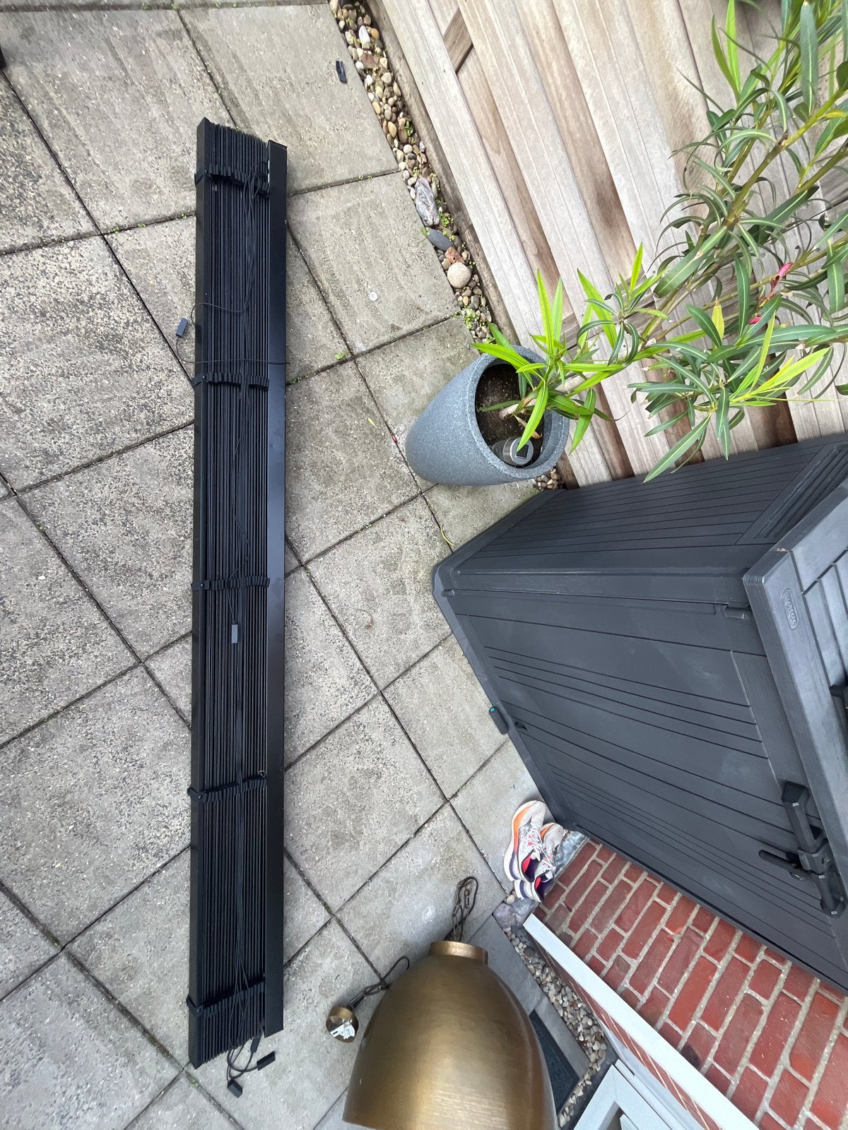 Luxaflex jaloezieën 257cm breed 170cm lang, Gebruikt, Zwart, 170 cm, Hout